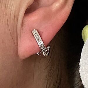 14kt Diamond Huggies 0.50ct Baguettes Earrings 14kt White Gold